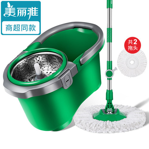 美丽雅旋转甩水拖把配2布头