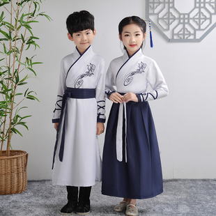 儿童汉服女童古装 六一儿童演出服 男童汉服国学书童弟子规表演服装