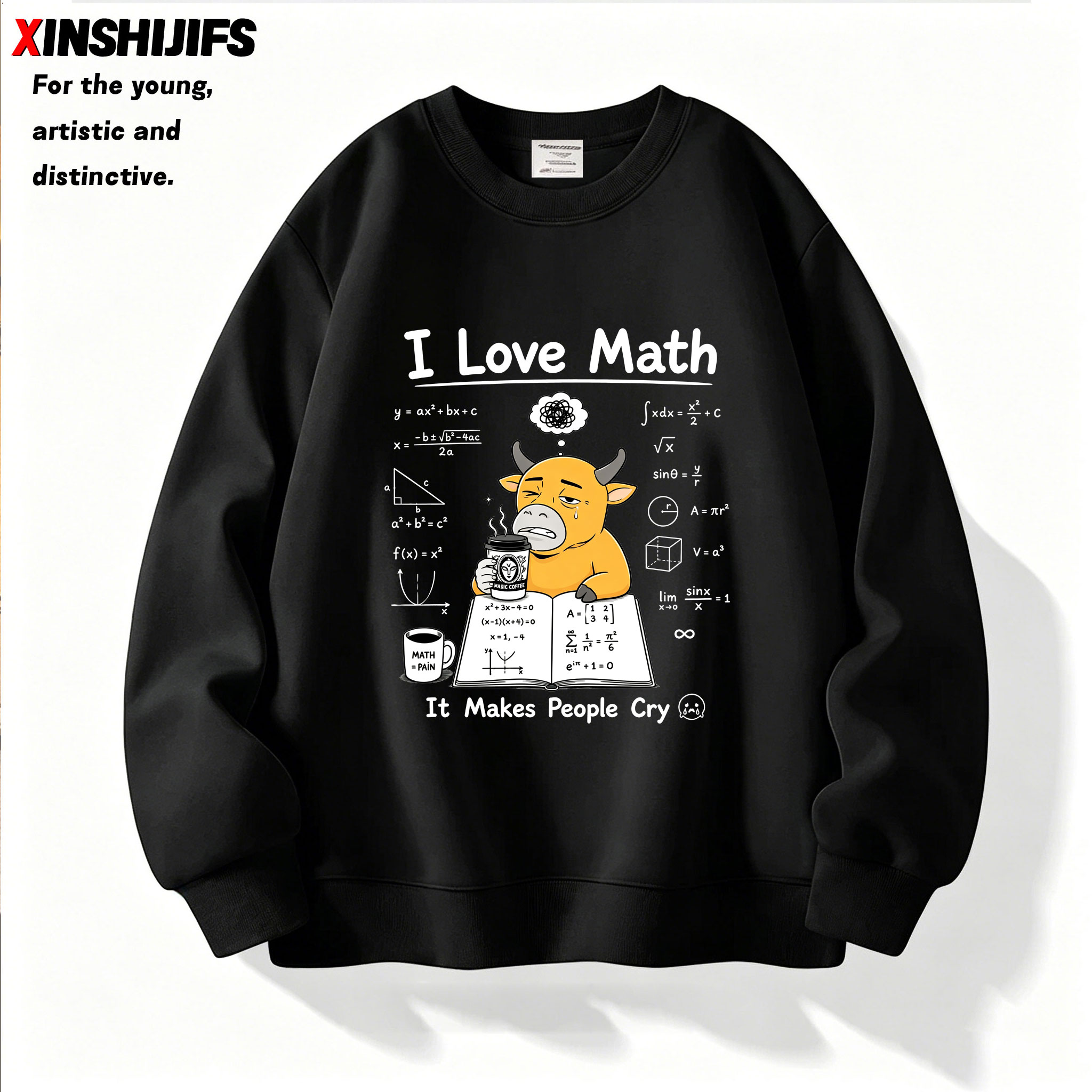 ILOVEMATH趣味印花宽松卫衣图片