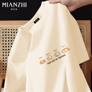 青少年运动宽松上衣 夏季 棉致卡通小猫趣味短袖 t恤男纯棉2026新款