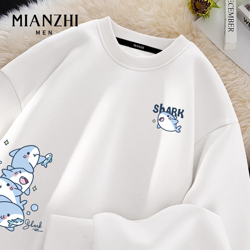 棉致趣味卡通鲨鱼青少年新款宽松春秋卫衣套头男外套上衣打底长袖,男装,卫衣,淘宝优惠券,粉丝福利购,淘宝优惠卷