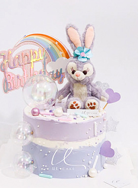 蛋糕装饰摆件网红紫色兔子天使玩偶套装公主黛拉毛绒儿童玩具挂件