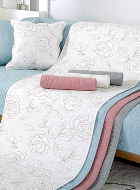 冬季刺绣纯棉沙发垫四季通用防滑布艺坐垫现代简约全棉靠背巾新品