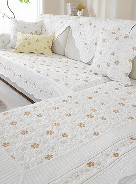 纯棉沙发垫四季通用布艺防滑全棉坐垫双面沙发套罩巾北欧简约现代