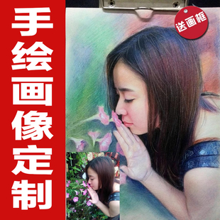 纯手绘画像定制人物宠物肖像画写生照片临摹转装饰画素描彩铅代画