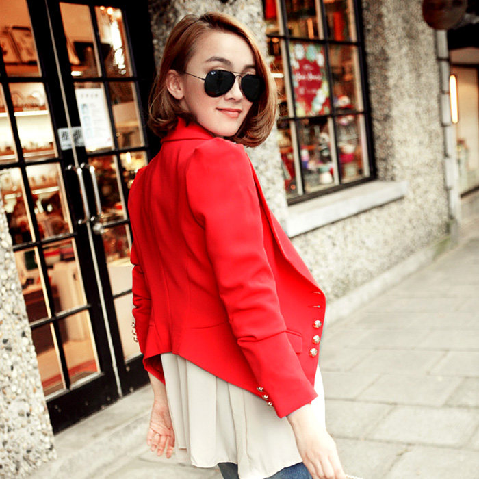 LOSS CLEARANCE KOREAN VERSION OF THE SPRING AND AUTUMN WOMENS DECORATION PUFF SLEEVE SMALL SUIT VERSATILE CANDY-COLORED BLAZER WOMEN