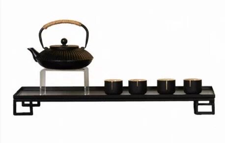 新中式茶室桌面茶具摆件样板间展厅家居茶桌茶壶茶杯收纳托盘装饰