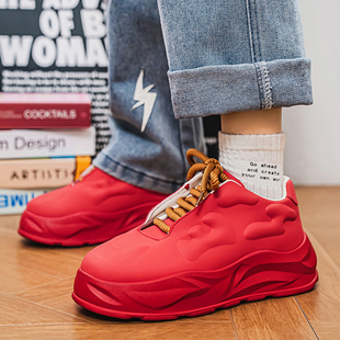 马年红色厚底男鞋本命年大红鞋2026春季新款网红爆款老爹运动潮鞋