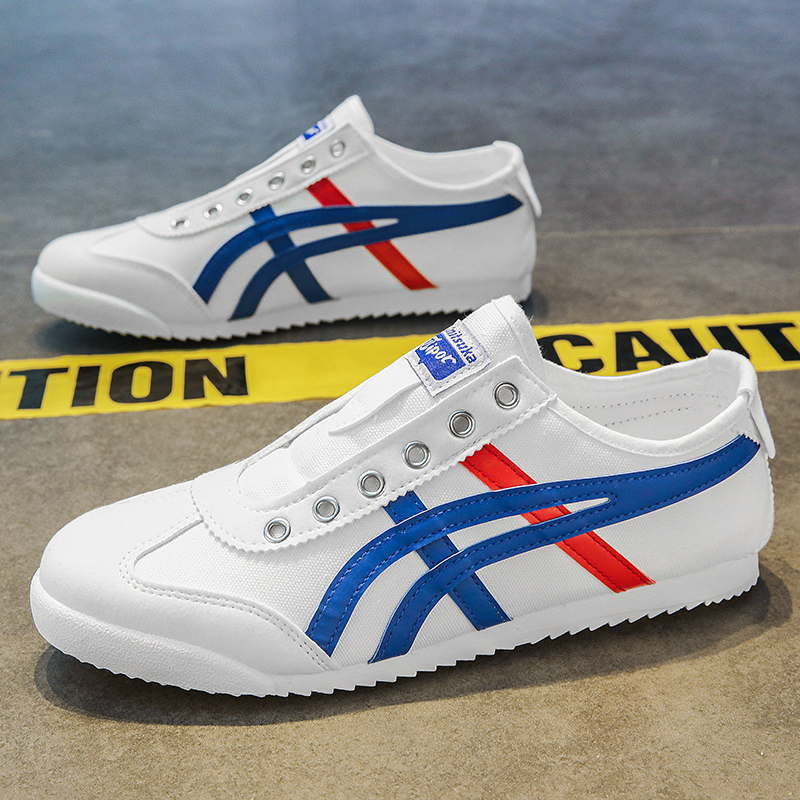 一脚蹬阿甘男鞋白色休闲帆布板鞋