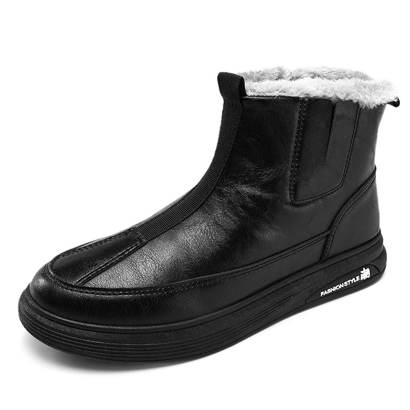 WINTER MENS SOIL CASUAL LEATHER BOOTS HIGH-TOP COTTON SHOES WATERPROOF AND COLD-RESISTANT MENS LACES WOOL BOOTIES WARM MENS SNOW BOOTS