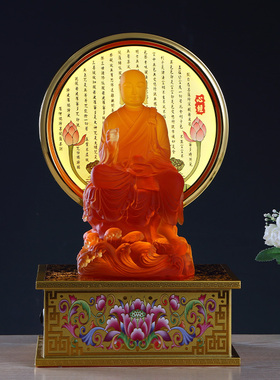 垫高佛像底座莲花座带发光背光画