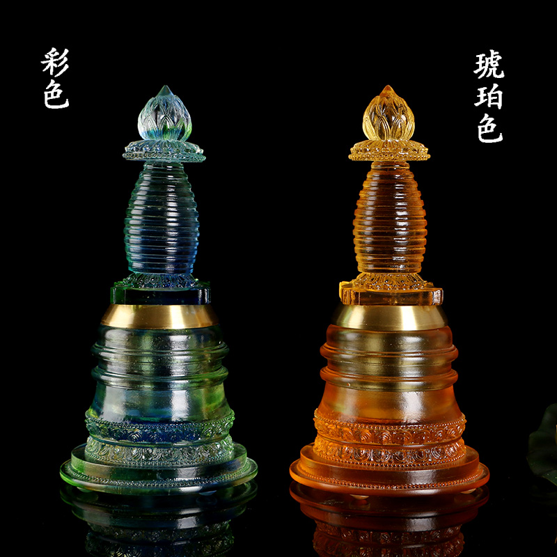 圆通佛具台湾古法琉璃佛塔菩提塔舍利塔供舍利子五轮塔嘎乌噶当塔