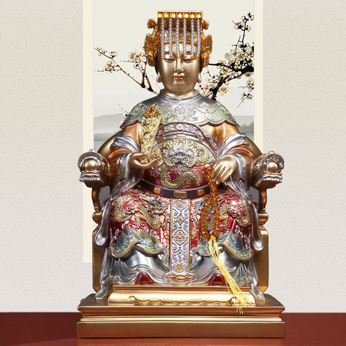 纯铜彩绘天上圣母供奉妈祖神像