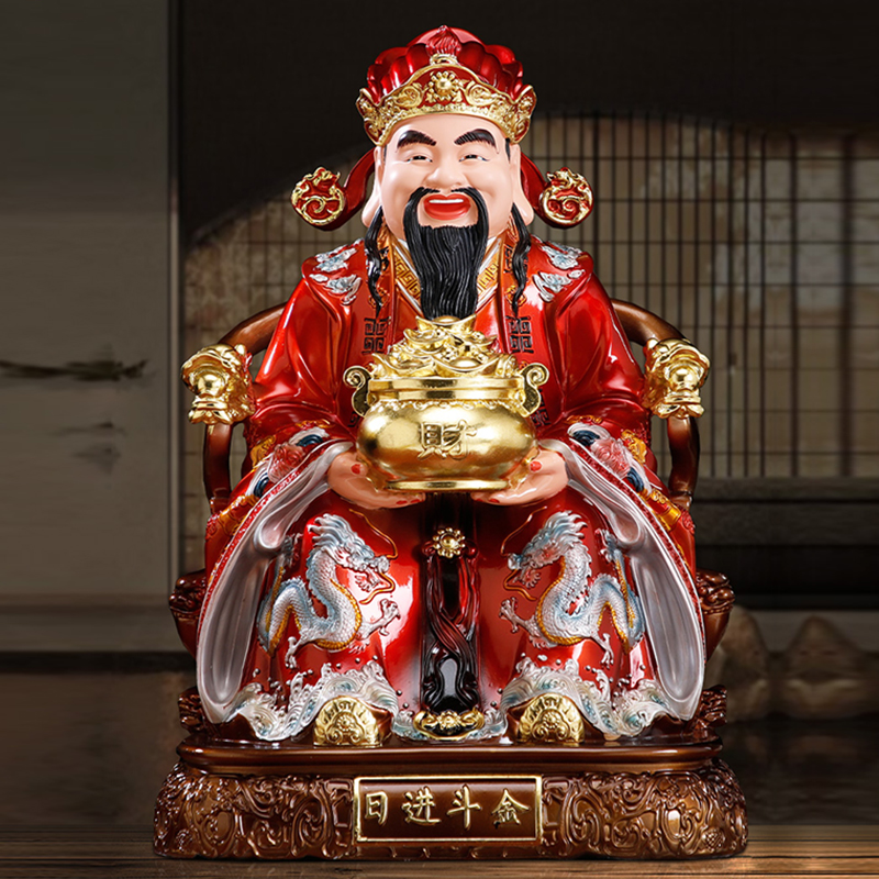 树脂财神爷供奉神像摆件家用办公室店铺招财财神爷佛像日进斗金