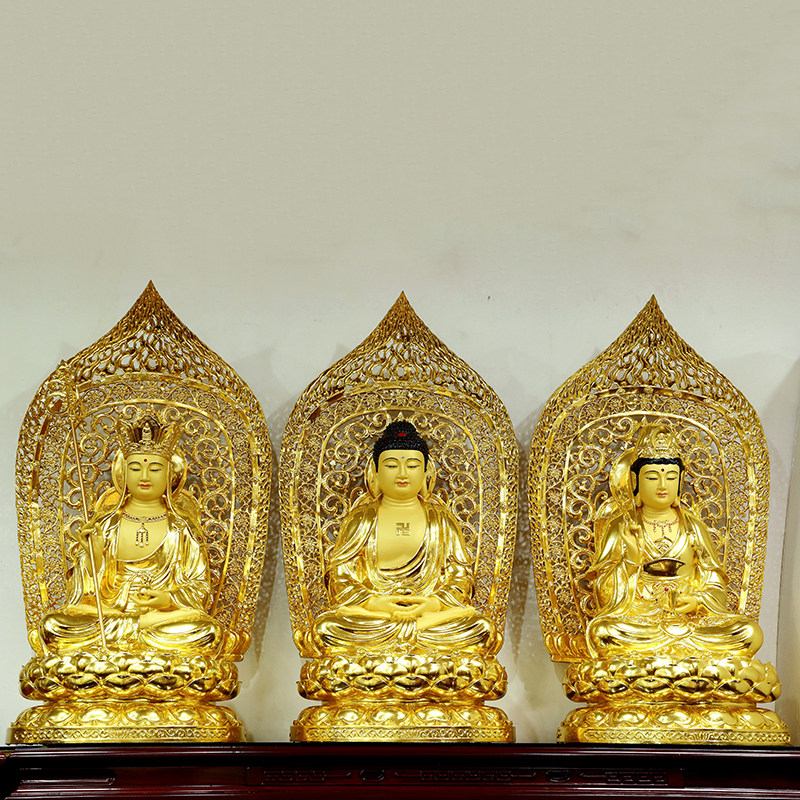 1米娑婆三圣寺庙地藏王观音佛像