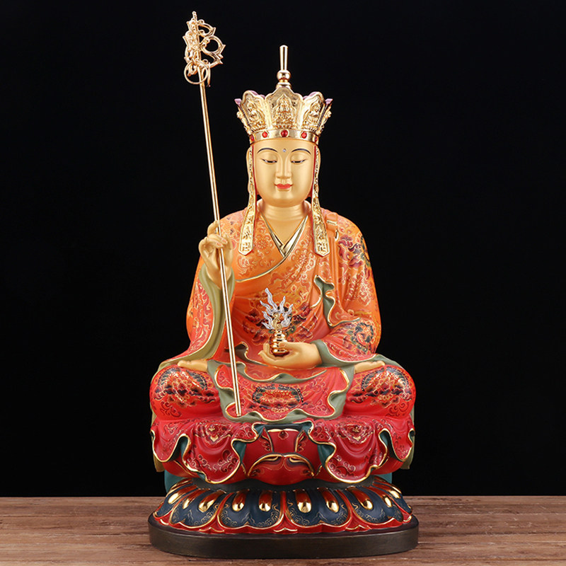 纯铜手工彩绘地藏王菩萨佛像坐像