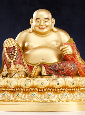 纯铜弥勒佛菩萨笑佛像禅定开心佛