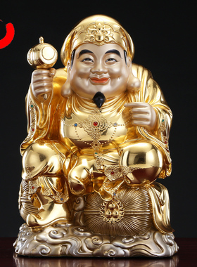 纯铜贴金招财大黑天财神摆件大号