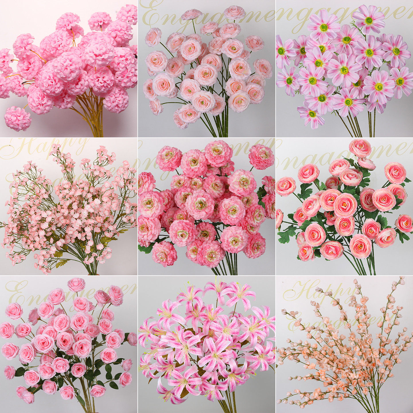 婚庆粉色花材装饰仿真花