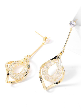 2025新款潮925银螺旋耳环时尚女欧美长款气质耳饰