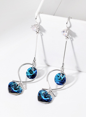 时尚个性圆脸925银耳环2025年新款潮网红长款气质简约耳饰女