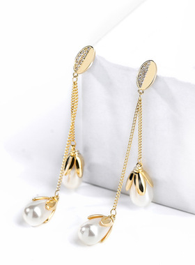 925银耳环女气质长款网红2025新款潮时尚个性耳饰韩版简约