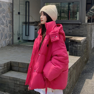 红色面包服小个子短款 保暖外套棉袄 羽绒棉衣棉服女韩版 宽松秋冬季