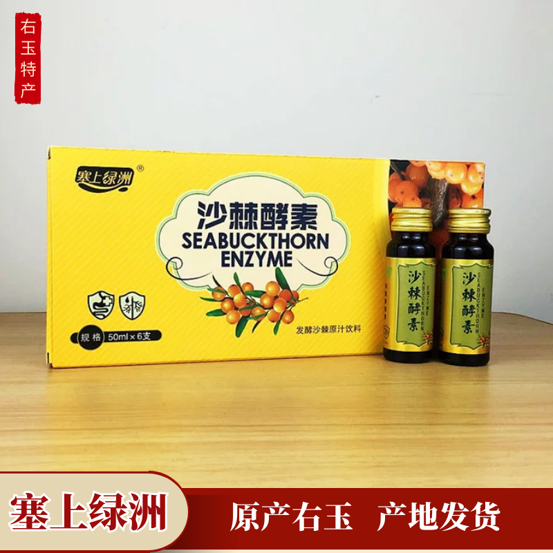 山西右玉特产 塞上绿洲沙棘酵素原汁 发酵沙棘原汁饮料 50mlx6支
