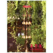 纳西风铃 木雕东巴文 木珠 纯铜铃铛 创意饰品 桃木葫芦 丽江古城