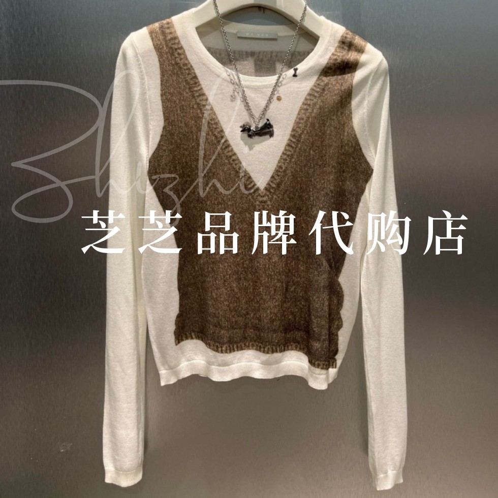 待改双皇冠专柜正品2025冬视觉错位印花针织上衣RL90601247原1299
