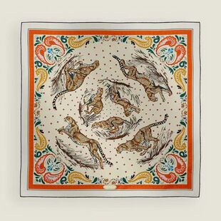 猎豹BANDANA 高版18姆米纯真丝双面异色桑蚕丝90方巾裱框丝巾围巾