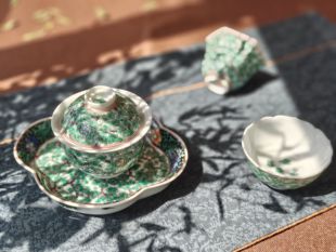 火爆全网的古阅和风绿梅系列主人杯盖碗茶盘