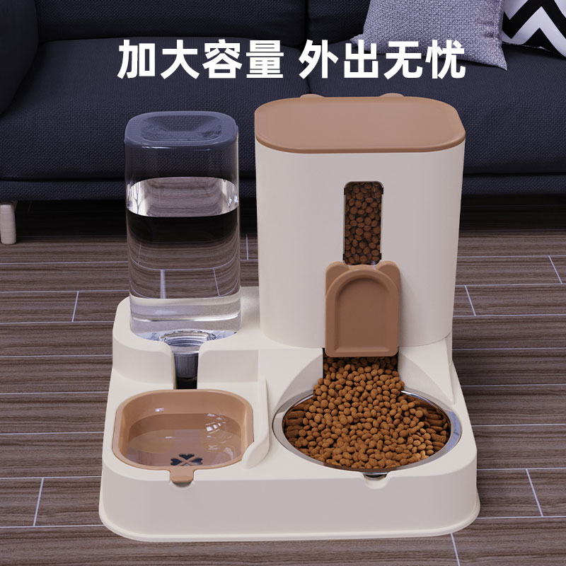 猫碗粮食盆双碗自动饮水饭盆大容量一体喂食器猫咪水碗宠物用品