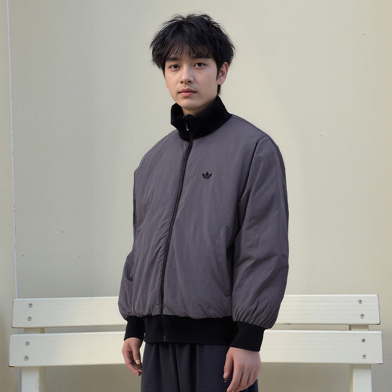 优购adidas 阿迪达斯三叶草男子运动休闲立领棉服男款外套JW0980