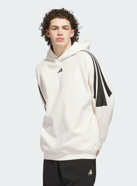 adidas阿迪达斯男女篮球运动训练三条纹针织连帽套头衫卫衣JZ7930