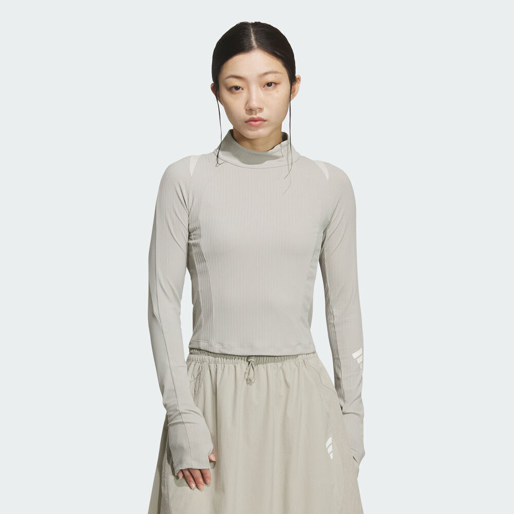 优购adidas阿迪达斯女子FOS运动休闲修身立领长袖T恤KS0061