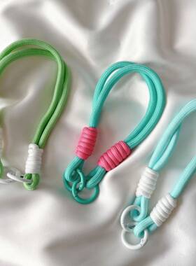 多功能撞色绳带汽车钥匙扣挂件手腕提绳包包挂饰短款DIY玩偶挂绳
