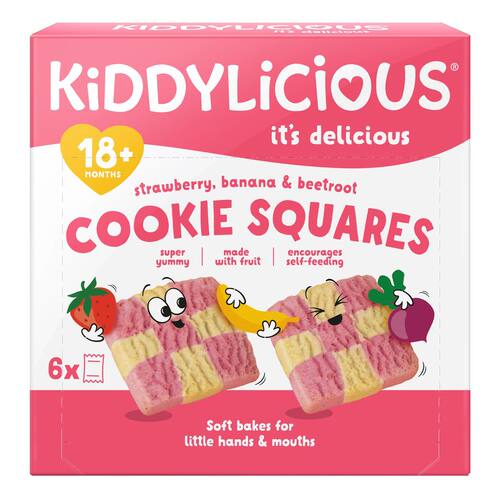 KIDDYLICIOUS草莓香蕉和甜菜根方块饼干6包装*24g健康18月+婴幼儿