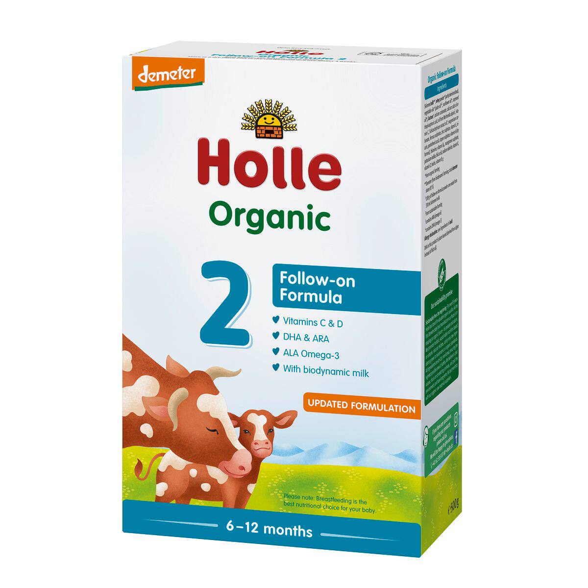Holle有机2号幼童奶粉配方500克第2阶段6个月+断奶婴幼儿营养奶粉