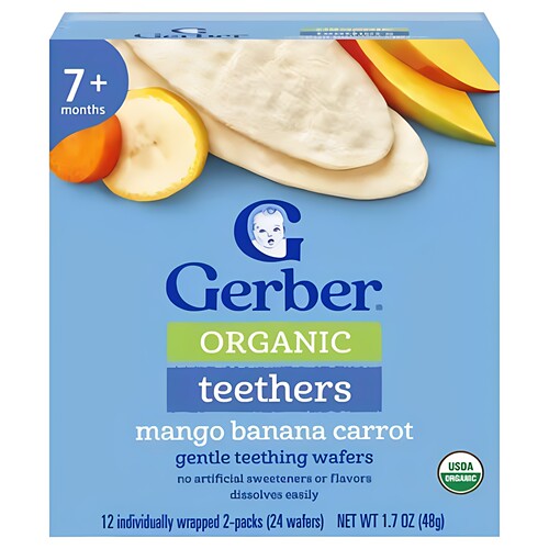 Gerber嘉宝 有机磨牙米饼芒果香蕉胡萝卜48g宝宝7个月+小零食饼干