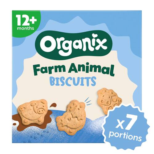 Organix有趣动物饼100g12个月+宝宝婴儿零食健康无盐有机全麦饼干