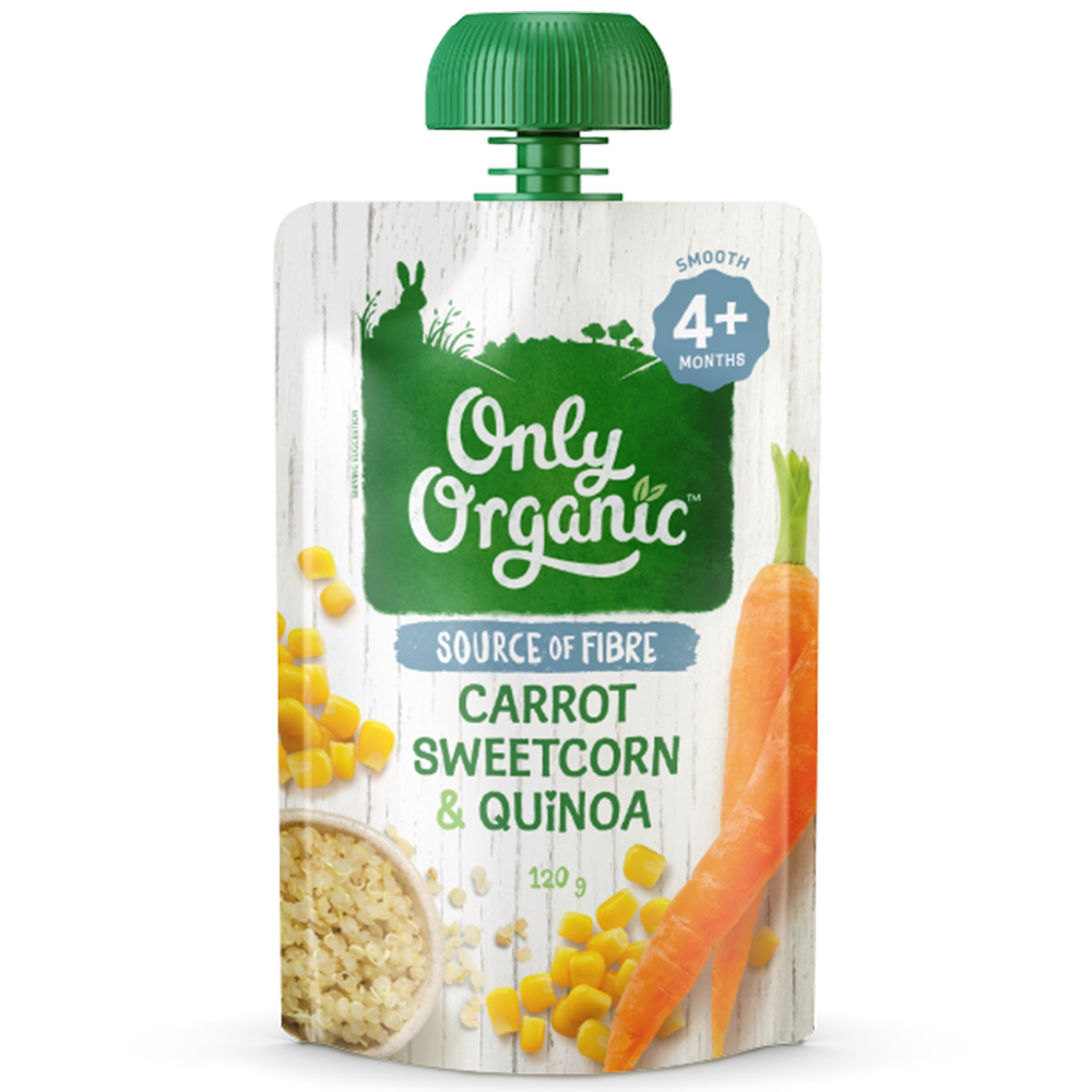 Only Organic有机胡萝卜甜粟藜麦蓉甜玉米和藜麦的精华柔滑果泥中