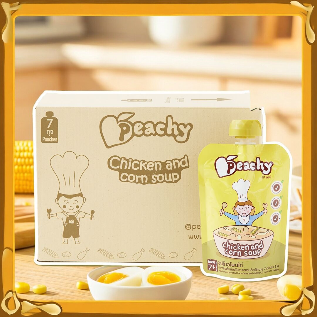 PEACHY 唧唧装鸡肉粟米汤果蓉泥125g7包装香港进口婴儿宝宝辅食版
