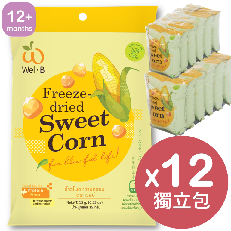Wel-B 水果脆片低钠无盐维生素玉米味12g*12包婴儿宝宝零食非油炸
