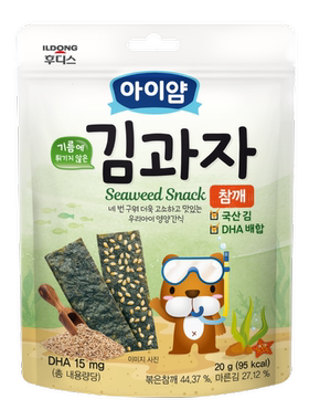 ILDONG 紫菜芝麻饼20g装适合12个月以上又香又脆又好味的海苔饼干