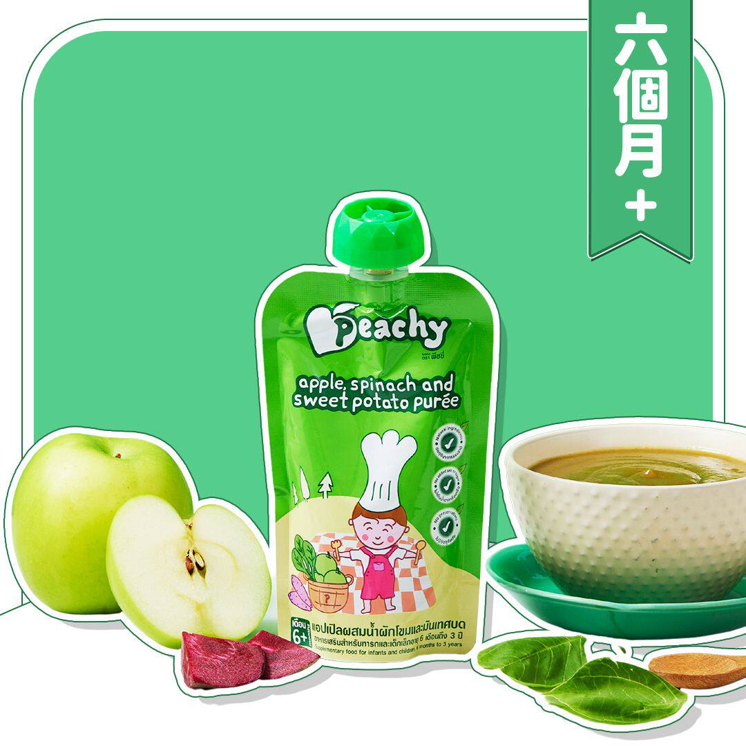进口PEACHY 唧唧装苹果菠菜红薯果蓉泥110克辅食品蔬菜蓉果泥婴儿