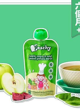 进口PEACHY 唧唧装苹果菠菜红薯果蓉泥110克辅食品蔬菜蓉果泥婴儿