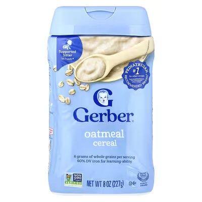 Gerber 美国嘉宝谷物燕麦婴儿米粉米糊227克用天然谷物制成无淀粉