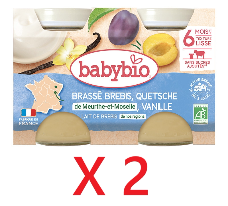 babybio 法国有机绵羊奶李子乳酪2x130g婴幼儿天然有机矿物质辅食