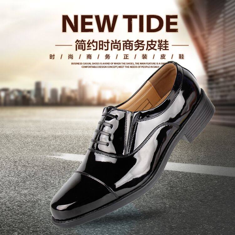 真皮三接头皮鞋男黑色礼服皮鞋
